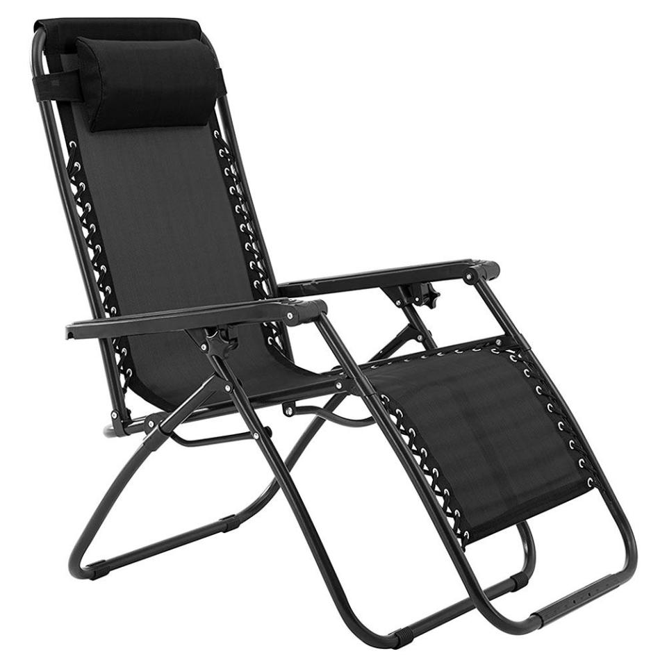 <p><a href="https://www.amazon.com/Sunjoy-S-DNC1384PST-B3-Zero-Gravity-Chair-Black/dp/B078MM3SKK/?th=1&tag=syn-yahoo-20&ascsubtag=%5Bartid%7C10063.g.44098912%5Bsrc%7Cyahoo-us" rel="nofollow noopener" target="_blank" data-ylk="slk:Shop Now;elm:context_link;itc:0;sec:content-canvas" class="link ">Shop Now</a></p><p>Zero Gravity Chair</p><p>$87.50</p><p>amazon.com</p>