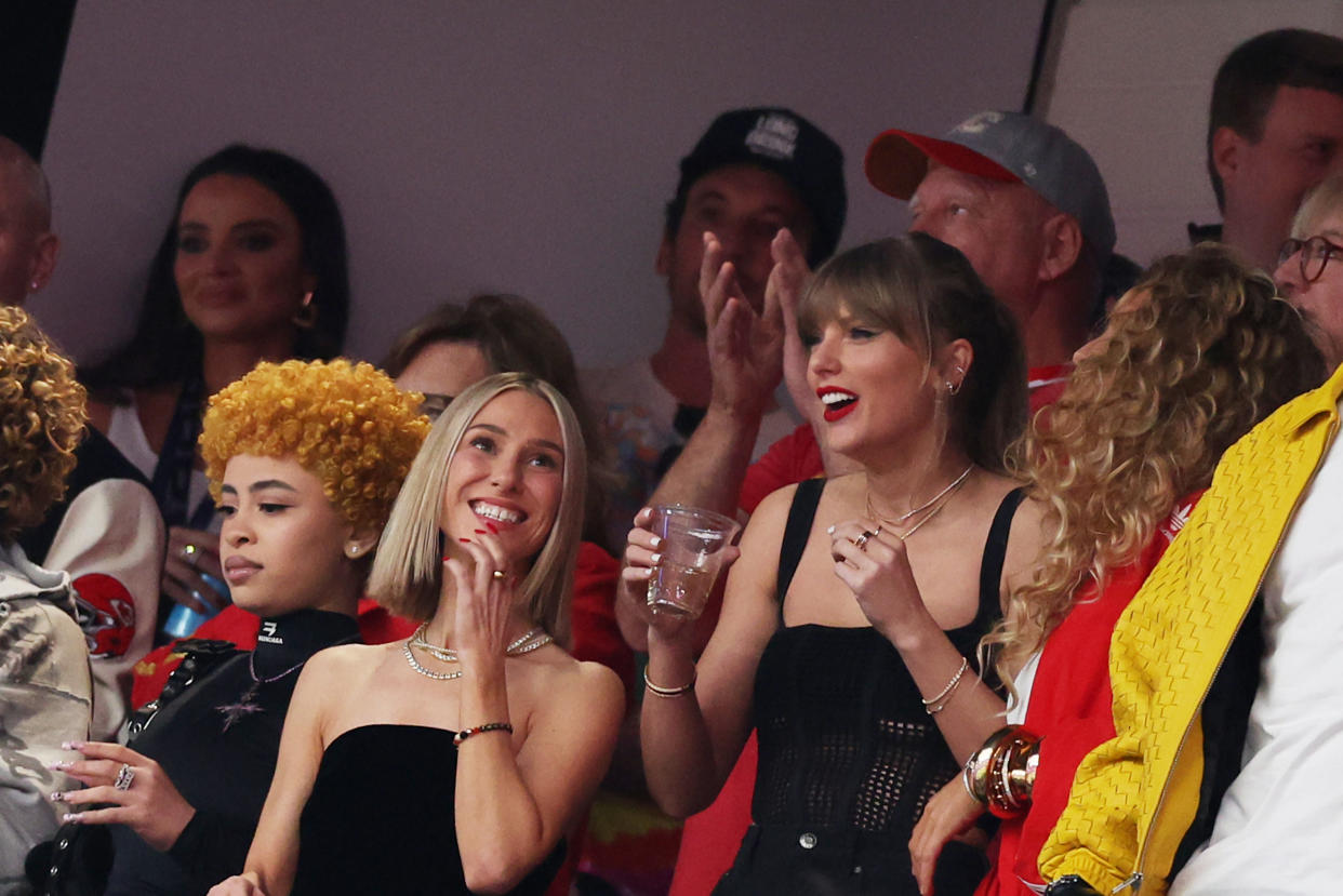 Taylor Swift with friends at the Super Bowl
