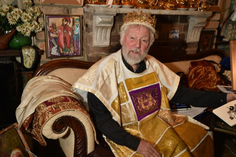 Paul Delprat, 76, the self-appointed Prince of the Principality of Wy, a micronation consisting of his home in the north Sydney suburb of Mosman, lounges on a sofa in his homemade kingdom