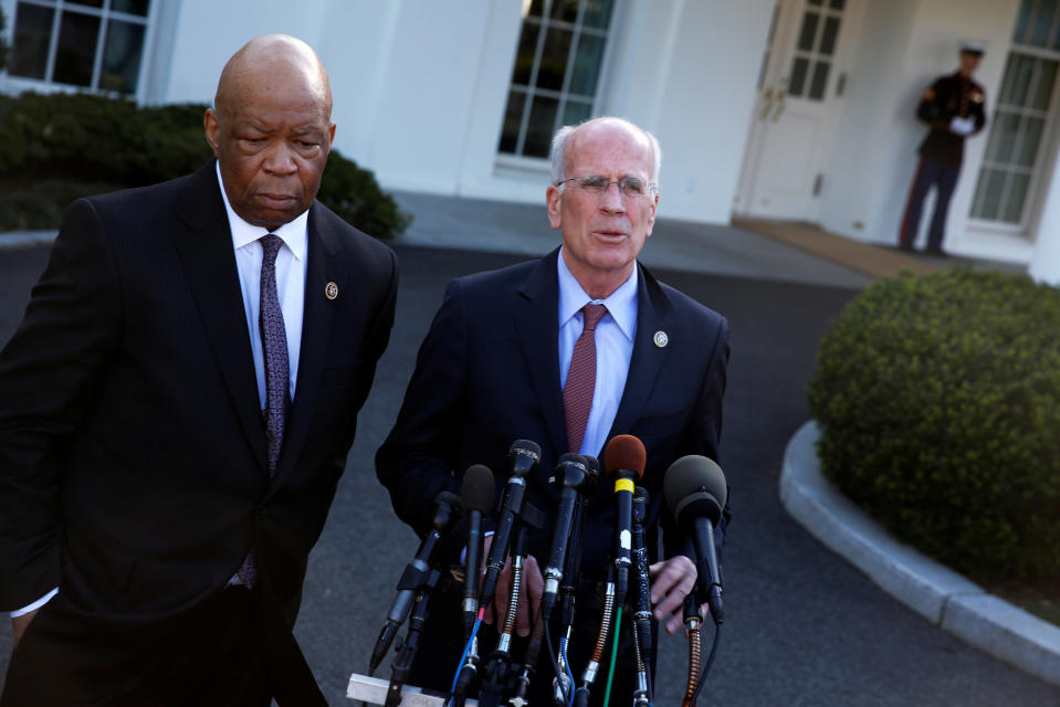 Reps. Elijah Cummings (D-MD) and Peter Welch (D-V) after meeting with President Trump on March 8th about rising drug costs. The members of congress introduced a bill related to the talk last week. Source: Reuters