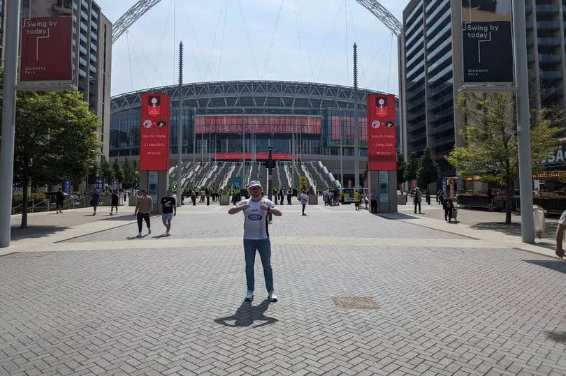 Reporter Owen Younger at Wembley Stadium supporting Gateshead FC in the FA Trophy final against Solihull Moors.