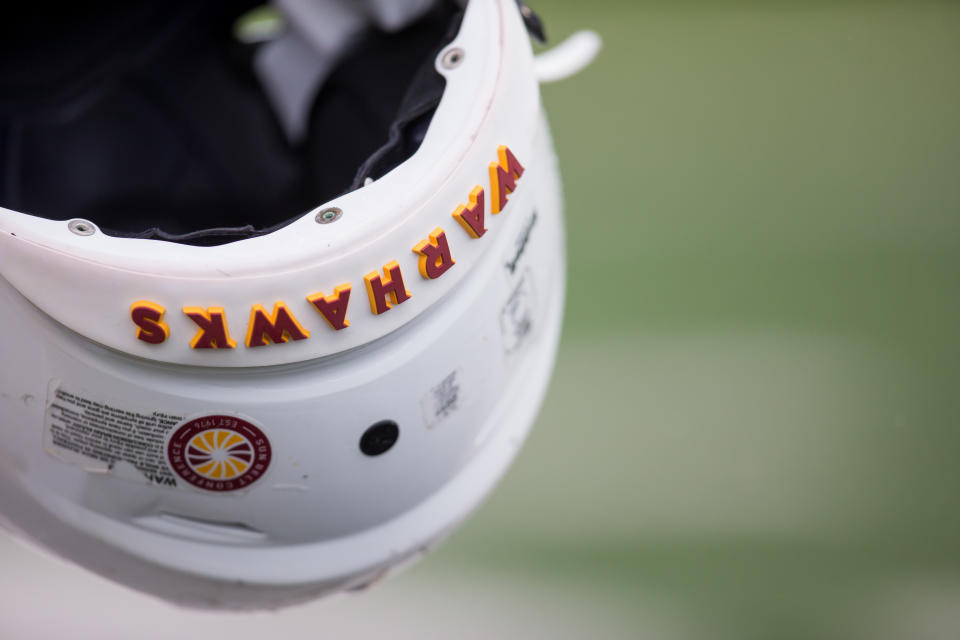 A Louisiana-Monroe helmet. (Mary Holt/Icon Sportswire via Getty Images)