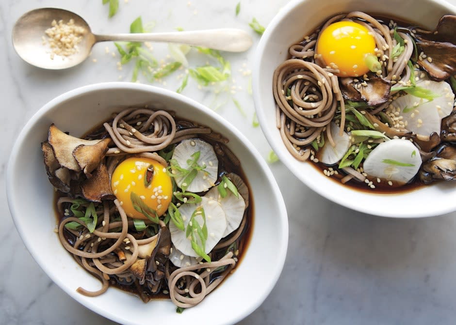 Soba and Maitake Mushrooms in Soy Broth