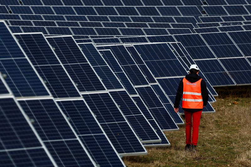 FILE PHOTO: Solar energy farm in Marcoussis near Paris