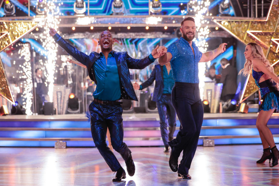 Programme Name: Strictly Come Dancing 2021 - TX: 18/12/2021 - Episode: n/a (No. n/a) - Picture Shows: ++LIVE SHOW++ Johannes Radebe, John Whaite - (C) BBC - Photographer: Guy Levy