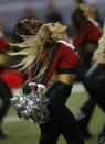 <p>Atlanta Falcons cheerleaders perform during the first half of an NFL football game between the Atlanta Falcons and the San Francisco 49ers, Sunday, Dec. 18, 2016, in Atlanta. (AP Photo/John Bazemore) </p>