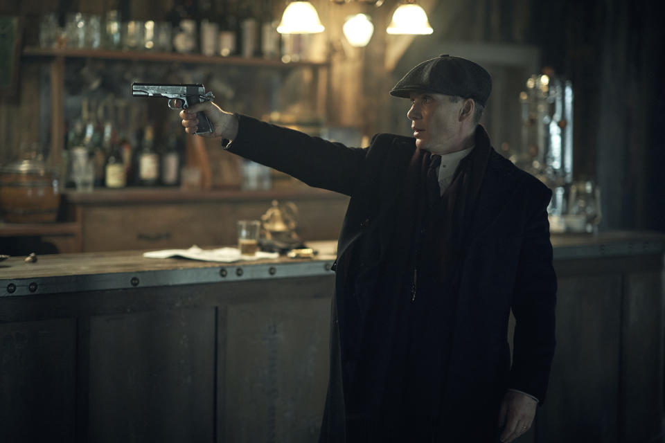 This image released by Netflix shows Cillian Murphy as Thomas Shelby in a scene from the series "Peaky Blinders." A new dance production based on the 1920′s gangster drama,“Peaky Blinders: The Redemption of Thomas Shelby,” will premiere at Birmingham Hippodrome on Tuesday Sept. 27, and tour around the U.K. (Robert Viglasky/Netflix via AP)