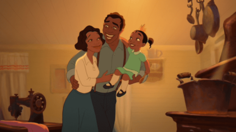 Tiana and her family in The Princess and the Frog.