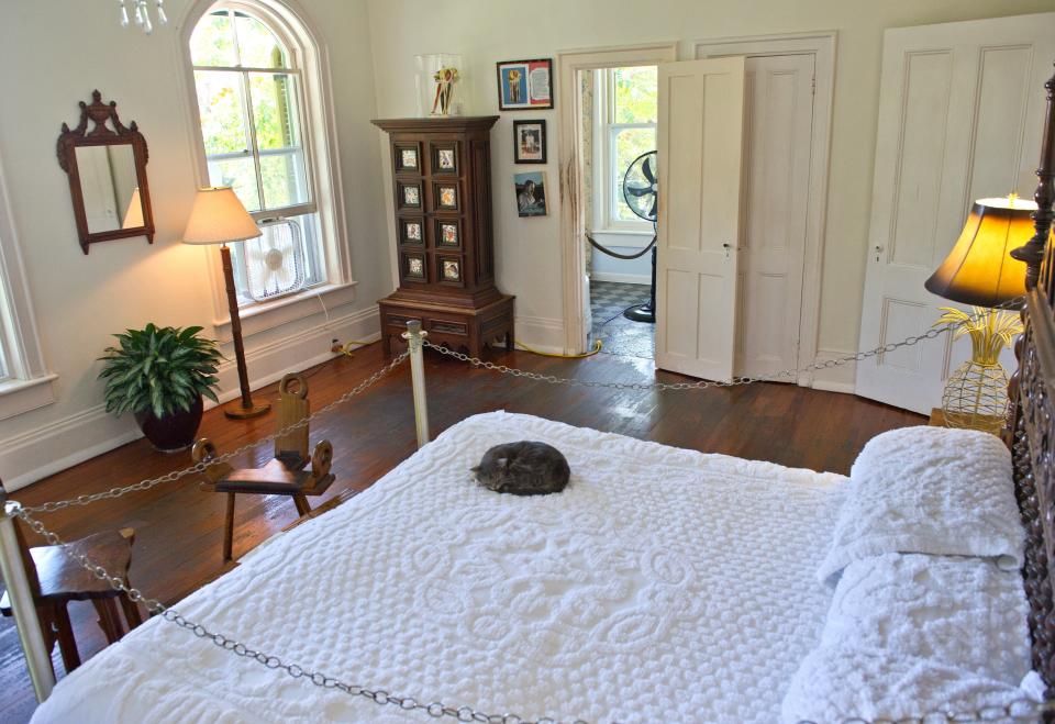 A cat sleeps on a&nbsp;bed on Feb. 18, 2013, at the Key West home where author Ernest Hemingway lived and wrote for a decade. (Photo: KAREN BLEIER via Getty Images)