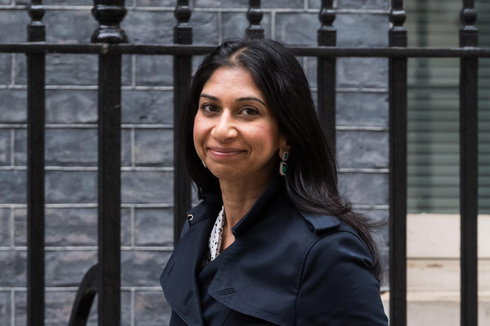 LONDON, UNITED KINGDOM - MAY 02, 2023: Secretary of State for the Home Department Suella Braverman arrives in Downing Street to attend the weekly Cabinet meeting in London, United Kingdom on May 02, 2023. (Photo credit should read Wiktor Szymanowicz/Future Publishing via Getty Images)