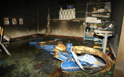 View inside the municipal daycare centre where a watchman sprayed children with alcohol and set them on fire in Janauba, Minas Gerais State - Credit: AFP