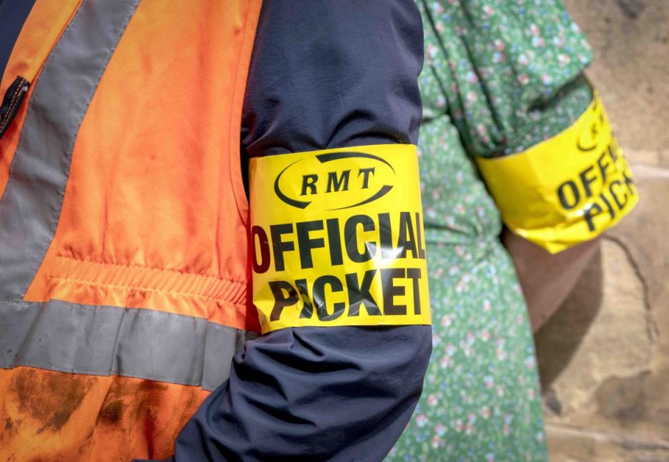 RMT members on the picket line (PA) (PA Wire)