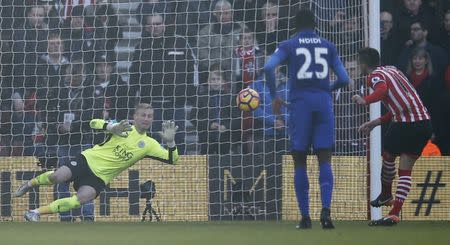 Football Soccer Britain - Southampton v Leicester City - Premier League - St Mary's Stadium - 22/1/17 Southampton's Dusan Tadic scores their third goal from the penalty spot Reuters / Peter Nicholls Livepic