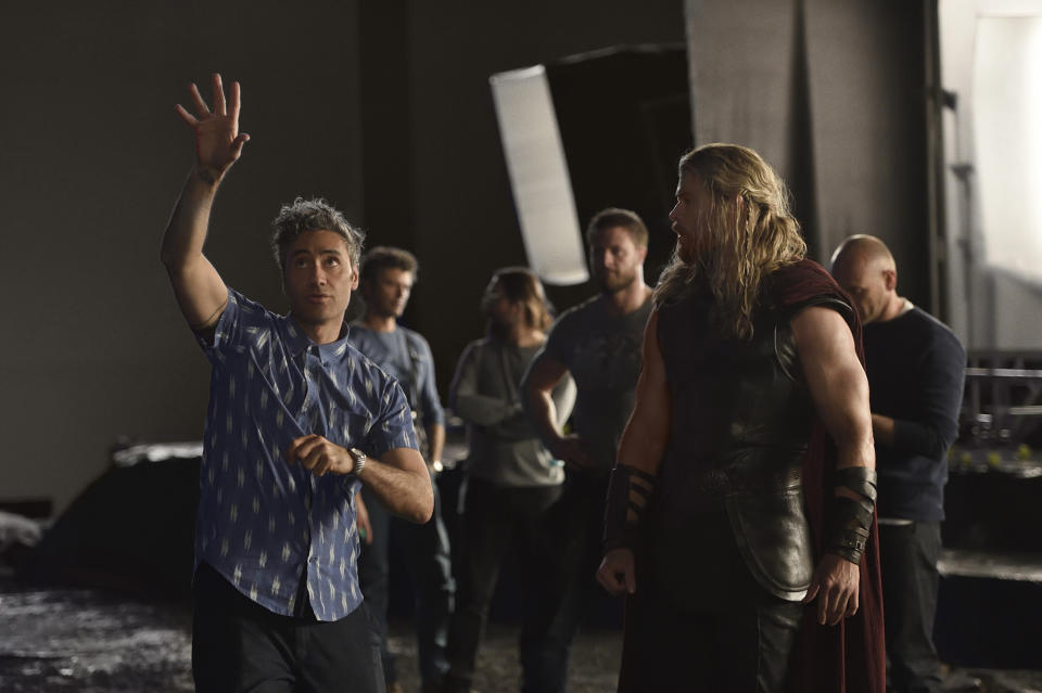 Taika Waititi directs Chris Hemsworth in Marvel's upcoming 'Thor: Ragnarok' (credit: Jasin Boland/Marvel Studios)