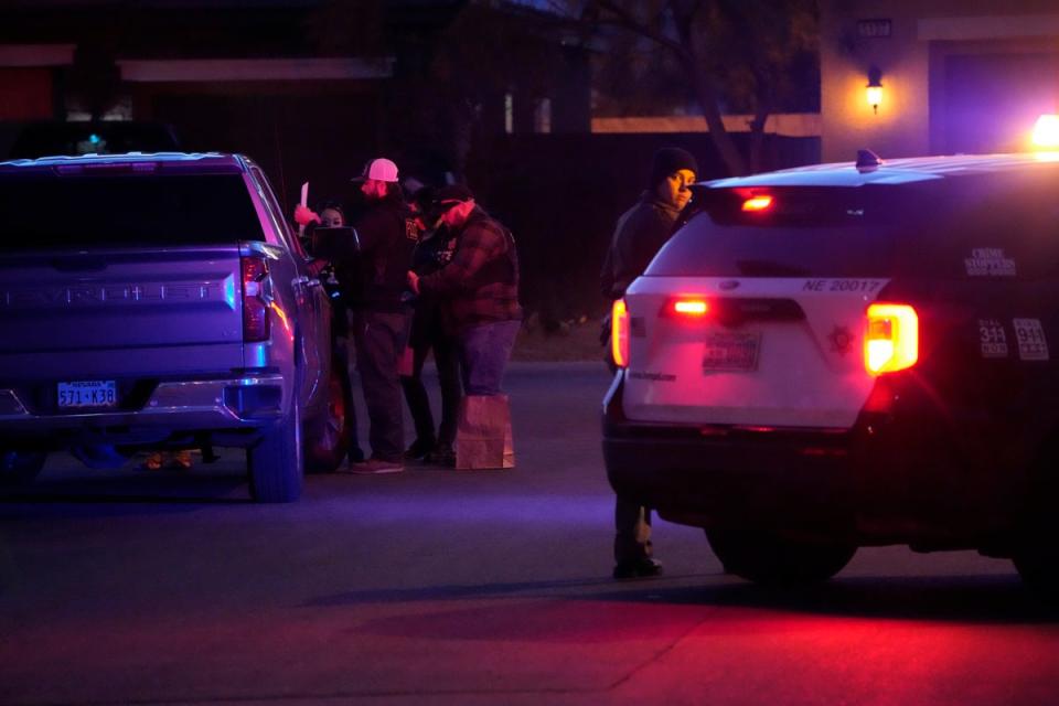 A police SWAT team at the Las Vegas home of Nathan Chasing Horse (Associated Press)