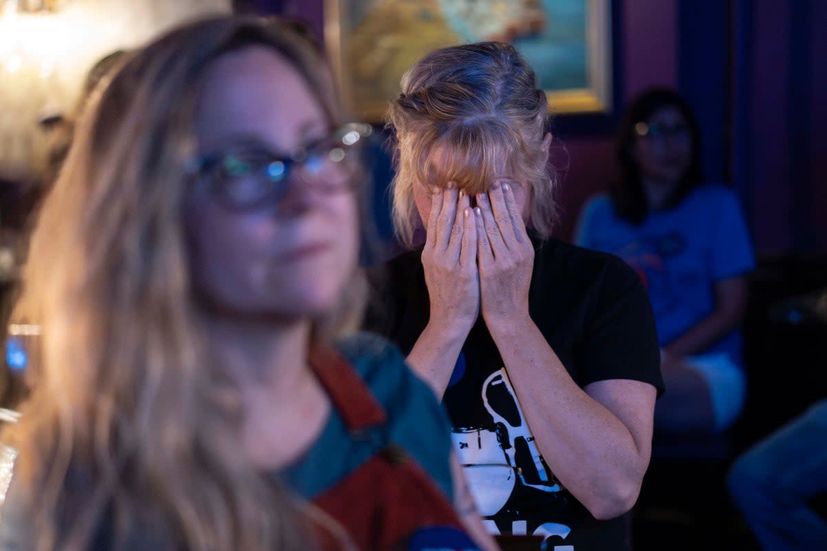 Tonya Morris, from Cincinnati, reacts during the presidential debate between Joe Biden and Donald Trump on June 27. The face-off was widely seen as a disastrous moment for the Biden campaign (AP)