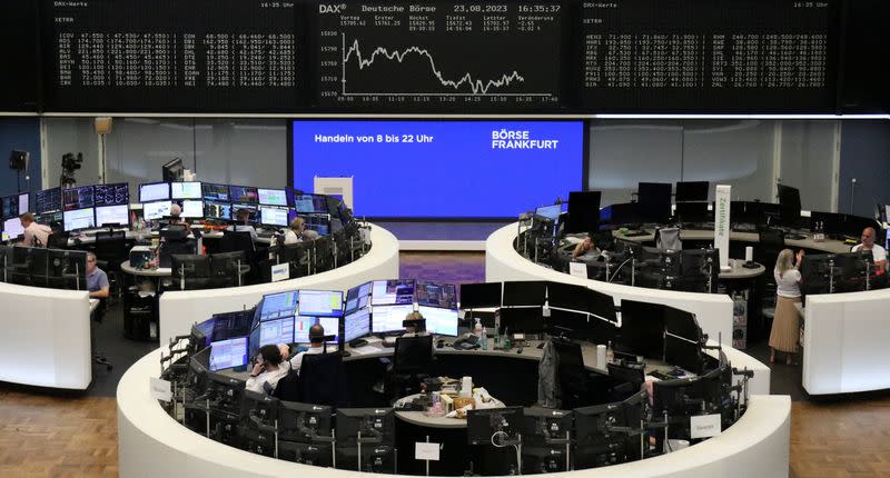 FILE PHOTO: The German share price index DAX graph is pictured at the stock exchange in Frankfurt