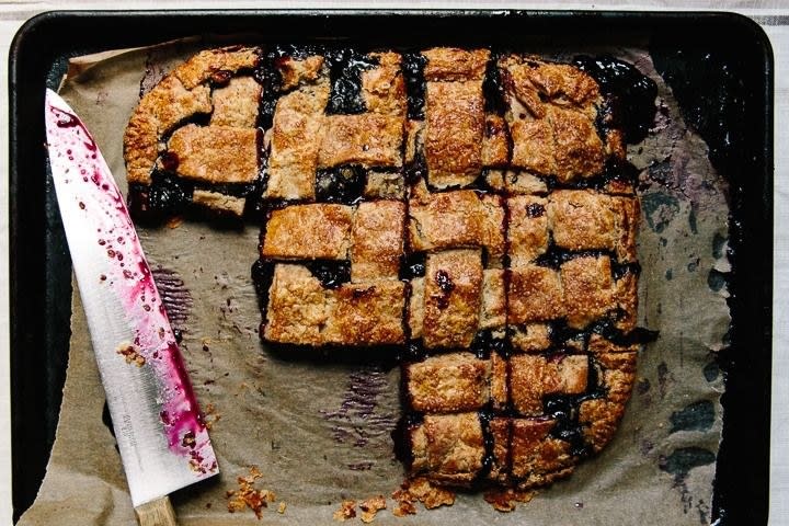 Feeding a crowd? This blueberry slab pie will do the trick — it serves 16.Recipe: Blueberry and Rye Slab Pie