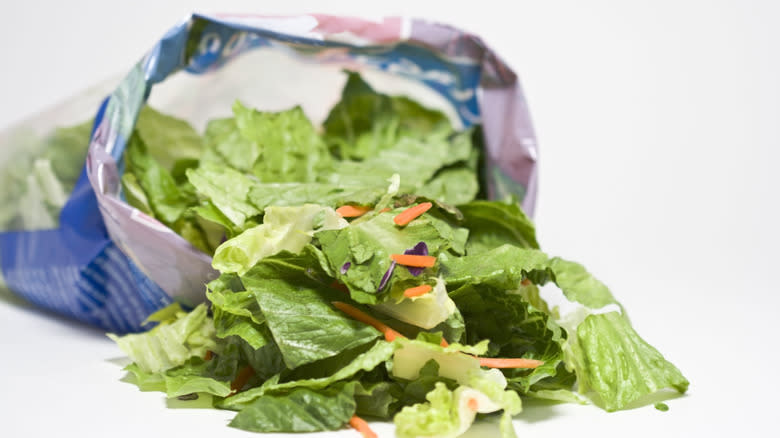 open bag of salad greens