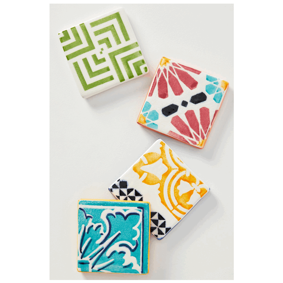 These eclectic coasters are an on-point gift for the mom who loves decor accents. The bright colors will pop on any living or dining room table. $48, Anthropologie. <a href="https://www.anthropologie.com/shop/azulejo-tile-coasters-set-of-4?category=SEARCHRESULTS&color" rel="nofollow noopener" target="_blank" data-ylk="slk:Get it now!" class="link rapid-noclick-resp">Get it now!</a>