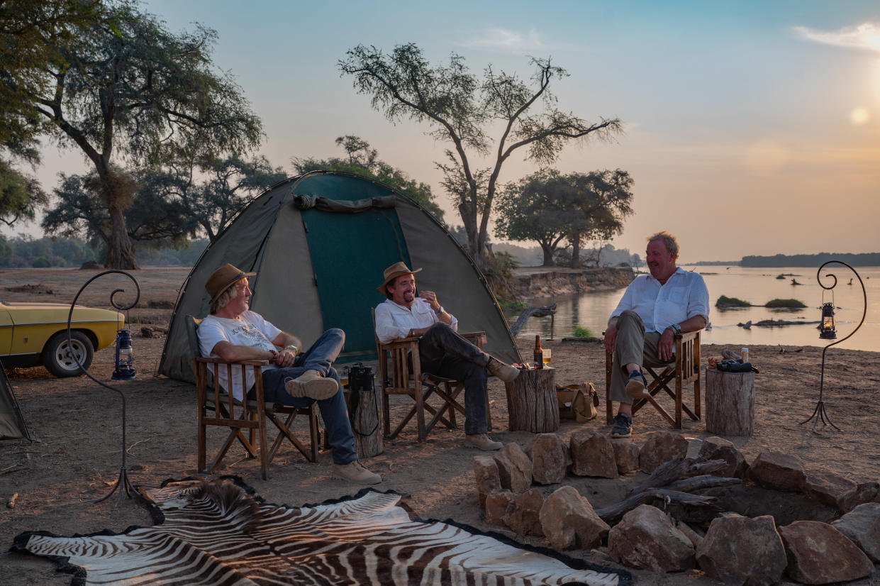 Jeremy Clarkson, James May and Richard Hammond in The Grand Tour: One for the Road