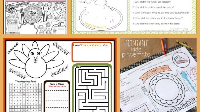 thanksgiving games kids game placemats