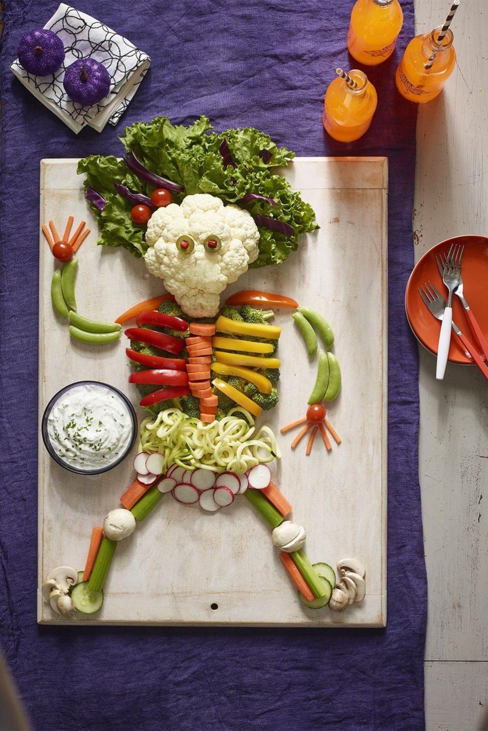 9) Skeleton Crudité with Caramelized Lemon Dip