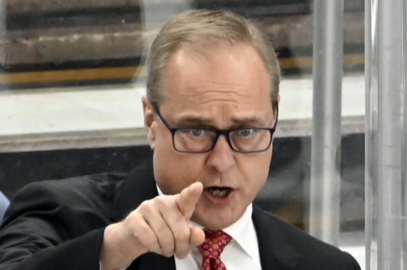 Coach Paul Maurice and the Florida Panthers will host the Boston Bruins in Game 5 of their Eastern Conference semifinal series Tuesday in Sunrise, Fla. File Photo by Archie Carpenter/UPI