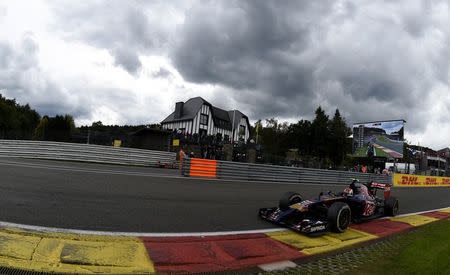 Toro Rosso Formula One driver Daniil Kvyat of Russia takes part in a practice session ahead of the weekend's Belgian F1 Grand Prix in Spa-Francorchamps August 22, 2014. REUTERS/Laurent Dubrule