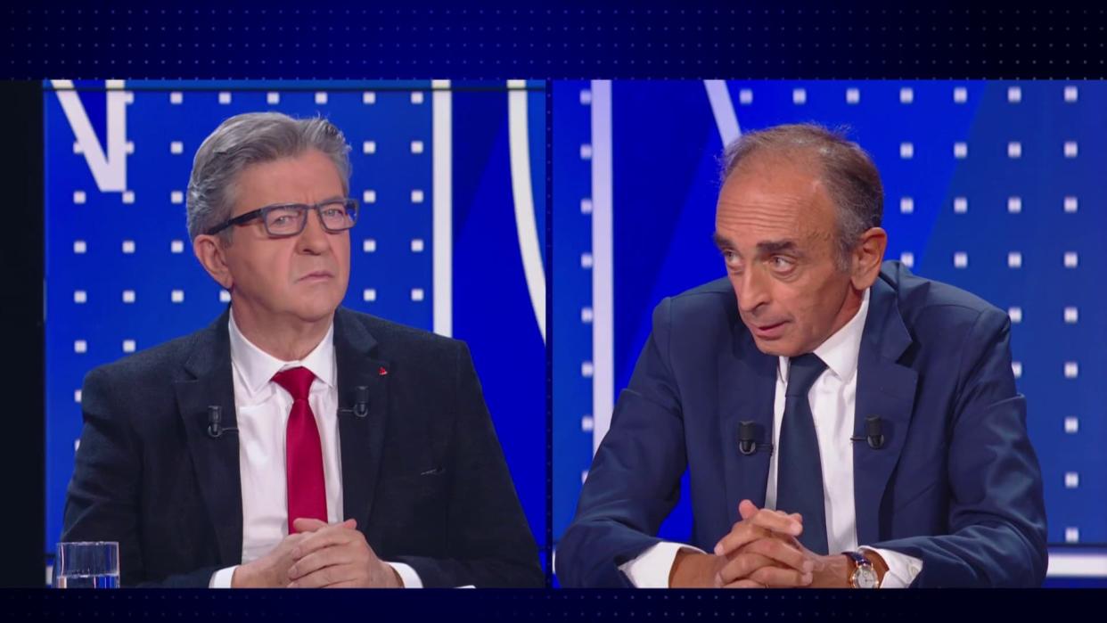 Jean-Luc Mélenchon et Eric Zemmour débattent sur BFMTV, le 23 septembre 2021. - BFMTV