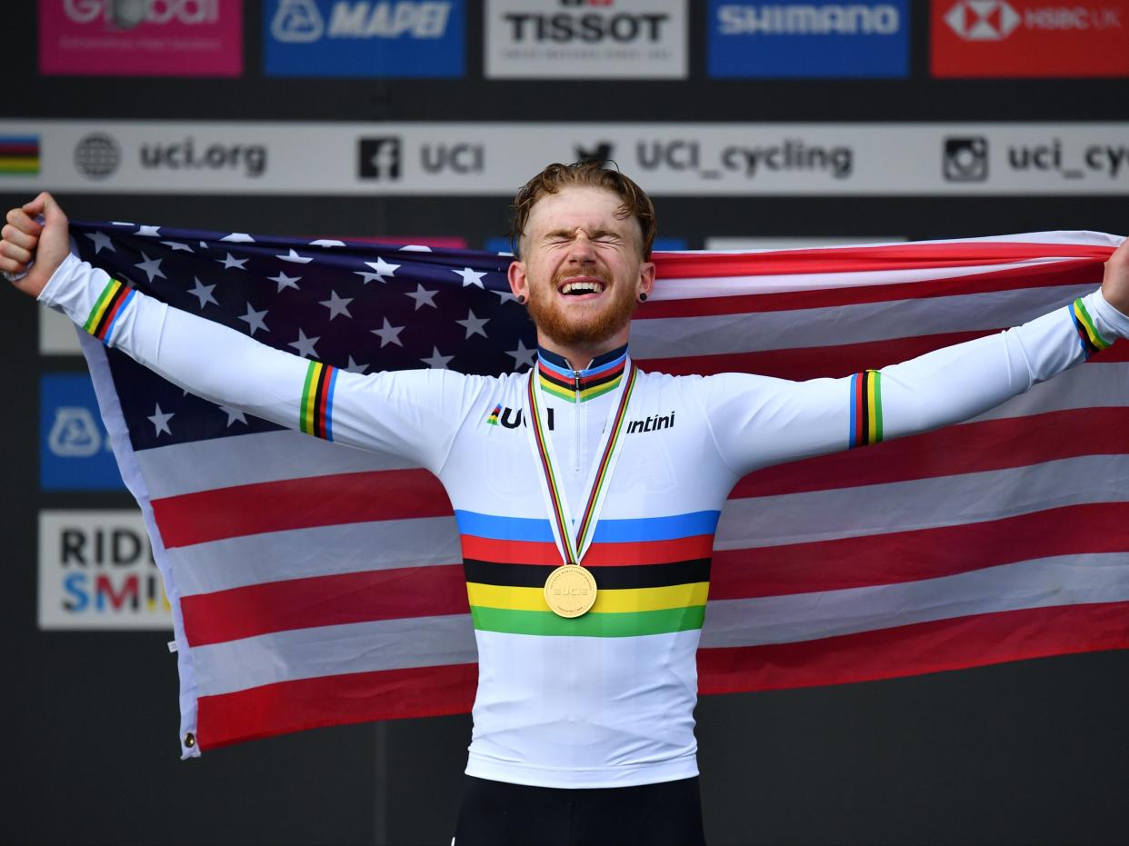 Trek-Segafredo suspended American cyclist Quinn Simmons after he posted 'divisive' tweets in support of Donald Trump (AFP via Getty Images)