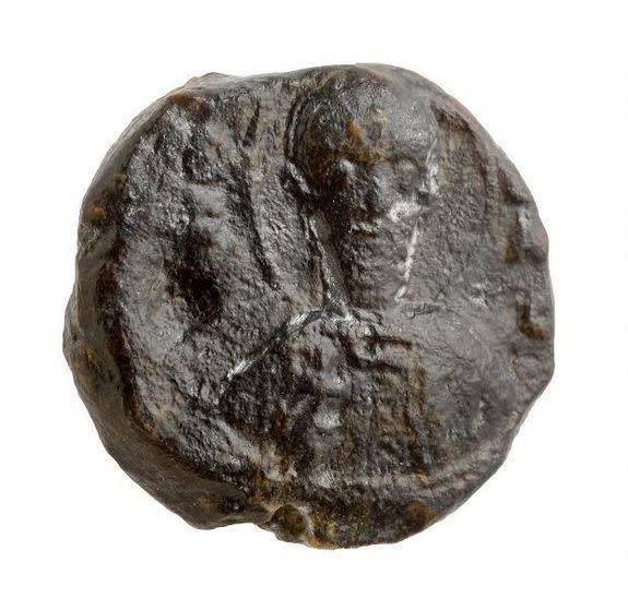 The seal bears the image of the bearded Saint Sabas (also known as Mar Saba) holding a cross.