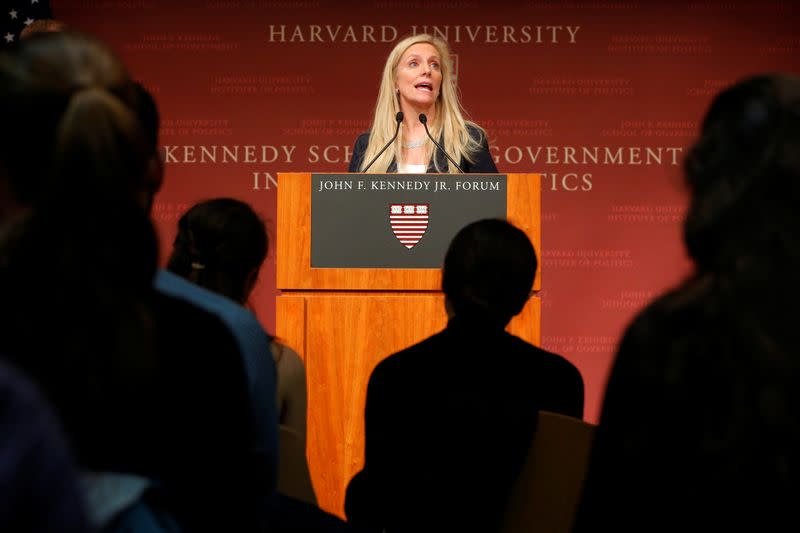 FILE PHOTO: Federal Reserve Board Governor Lael Brainard speaks at the John F. Kennedy School of Government at Harvard University in Cambridge