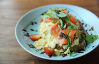 <p>If she’s treating herself, the Queen will move away from her usual healthy breakfast cereal and allow herself a plate of <a rel="nofollow noopener" href="http://www.thedailymeal.com/eat/best-smoked-salmon-slideshow" target="_blank" data-ylk="slk:smoked salmon;elm:context_link;itc:0;sec:content-canvas" class="link "><strong>smoked salmon</strong></a> and <a rel="nofollow noopener" href="http://www.thedailymeal.com/free-tagging-cuisine/scrambled-eggs" target="_blank" data-ylk="slk:scrambled eggs;elm:context_link;itc:0;sec:content-canvas" class="link "><strong>scrambled eggs</strong></a>. If she’s been gifted any truffles recently, a few shavings of them will be dusted on top for an indulgent start to the day.</p><p><a rel="nofollow noopener" href="http://www.thedailymeal.com/how-scramble-eggs" target="_blank" data-ylk="slk:To learn how to make the perfect scrambled eggs, click here.;elm:context_link;itc:0;sec:content-canvas" class="link "><strong>To learn how to make the perfect scrambled eggs, click here.</strong></a></p>