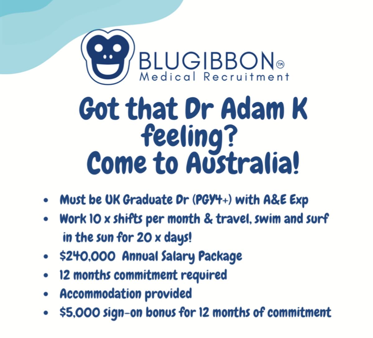 The advert offers a $240,000 salary – equivalent to £127,000 (Blugibbon/BMJ)