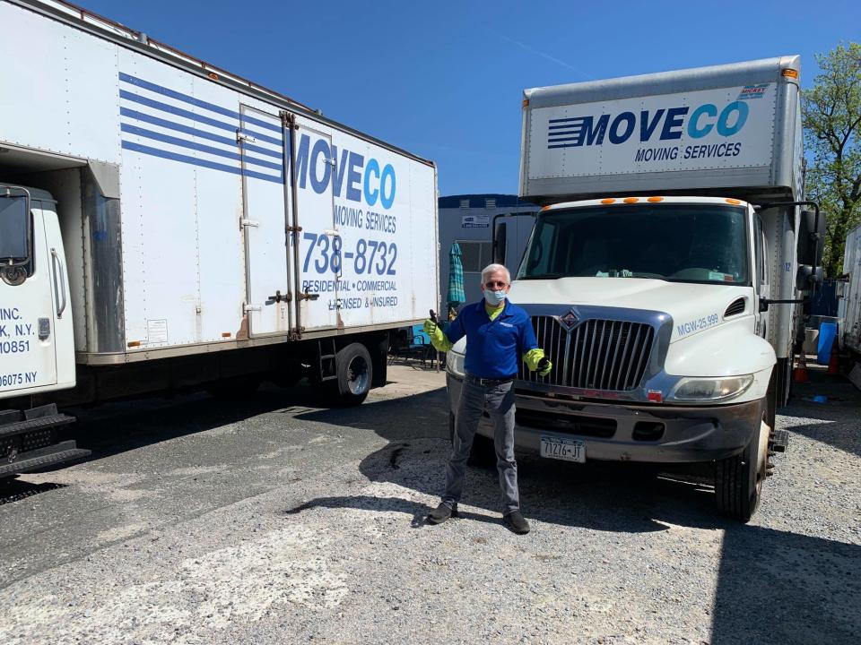 Moveco Moving Services truck and one mover