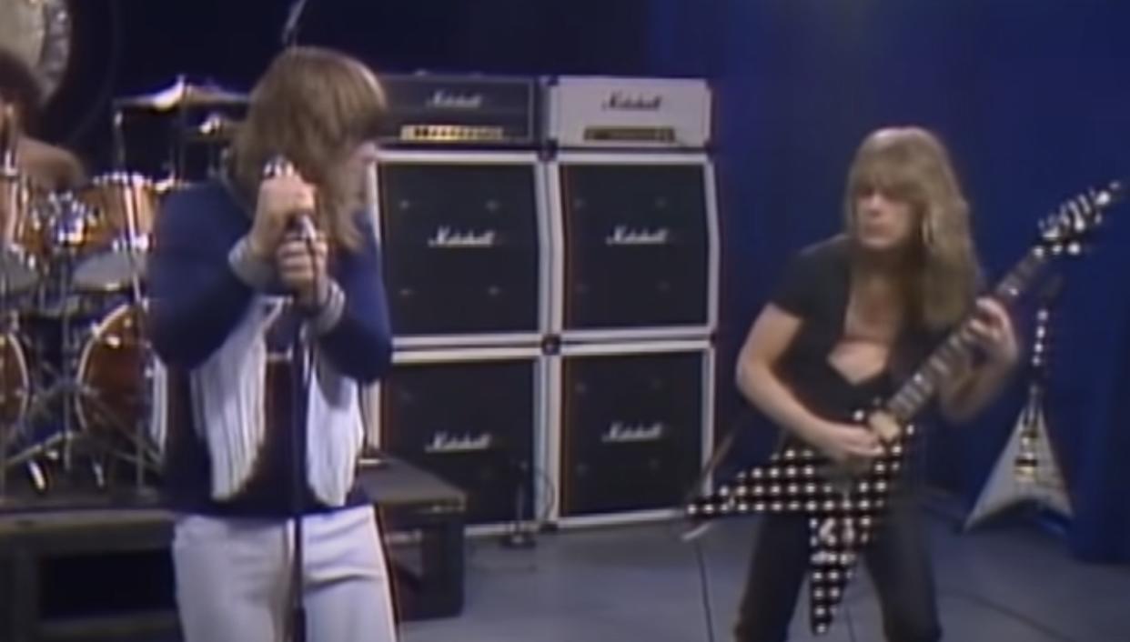  Ozzy Osbourne (left) and Randy Rhoads perform live on American television in 1981 