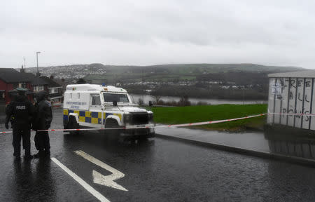 Police officers secure the area at the scene of a security alert in Southway, Londonderry, Northern Ireland, January 21, 2019. REUTERS/Clodagh Kilcoyne