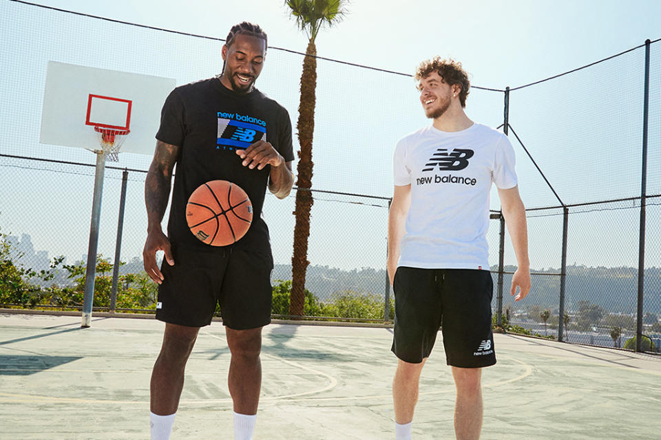 Kawhi Leonard (L) and Jack Harlow in the latest New Balance “We Got Now” campaign. - Credit: Courtesy of New Balance