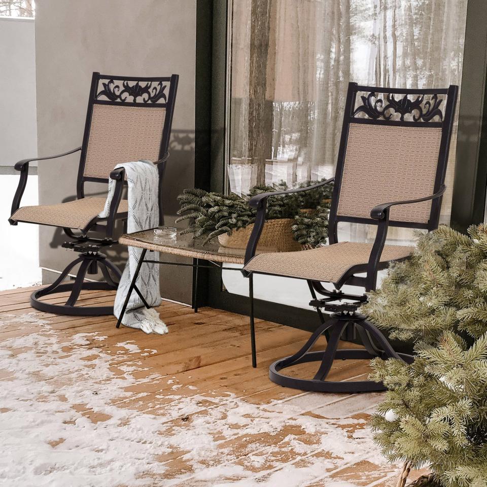 2) Outdoor Patio Swivel Dining Chairs (Set of 2)