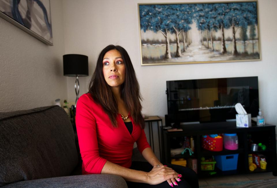 Nikka Peralta in her office at Mending Hearts LLC in Albuquerque.