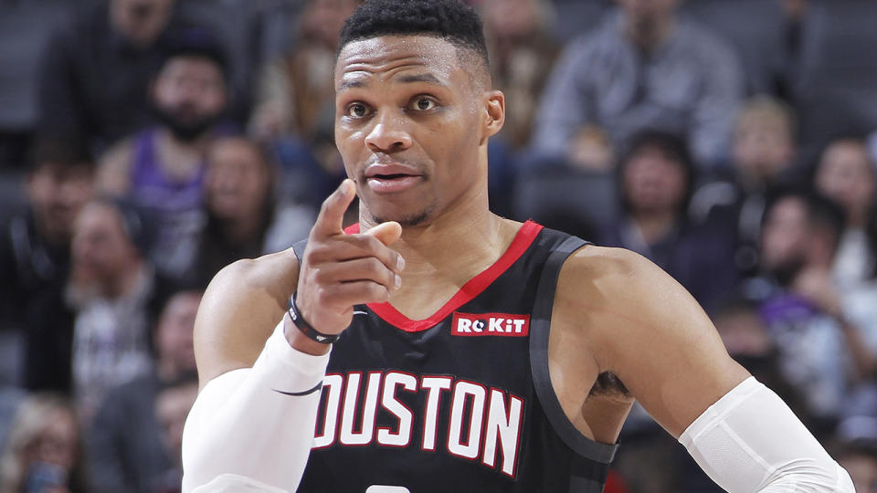 Russell Westbrook's improved free throw shooting has helped give his fantasy value a much-needed boost. (Photo by Rocky Widner/NBAE via Getty Images)