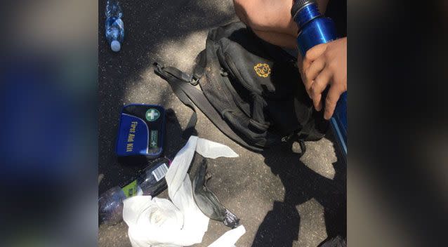 Mr Ascui's backpack contained just one water bottle and a sandwich. Photo: 7 News