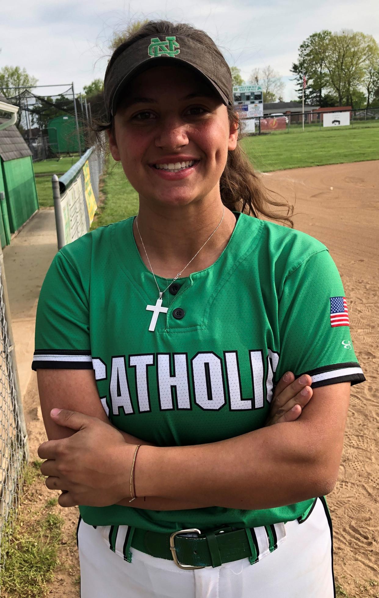 Newark Catholic senior first baseman Maris Knowlton slugged her first homer of the spring and also singled in a run Friday during the 11-1 win against visiting Heath.