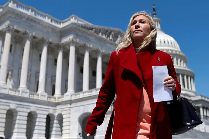 Republican Rep. Marjorie Taylor Greene of Georgia outside the Capitol on April 28, 2022.