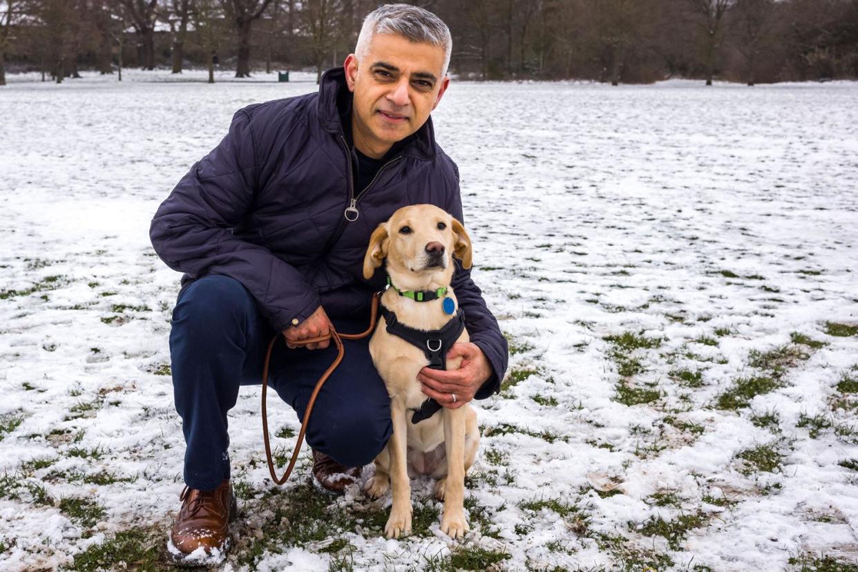 Mayor of London, Sadiq Khan, with his puppy lab Luna: Alex Lentati