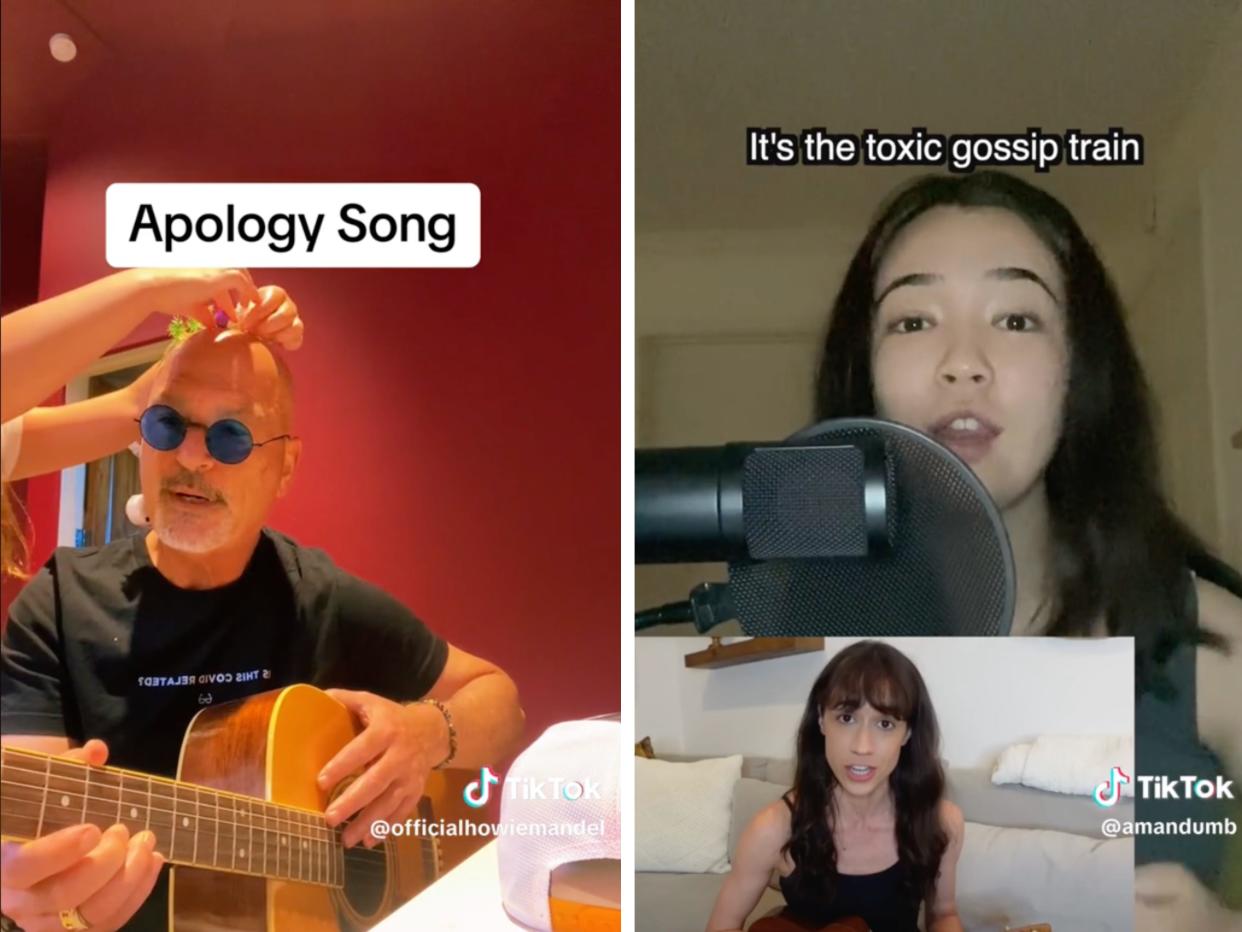 TikTokers singing spoof apology songs