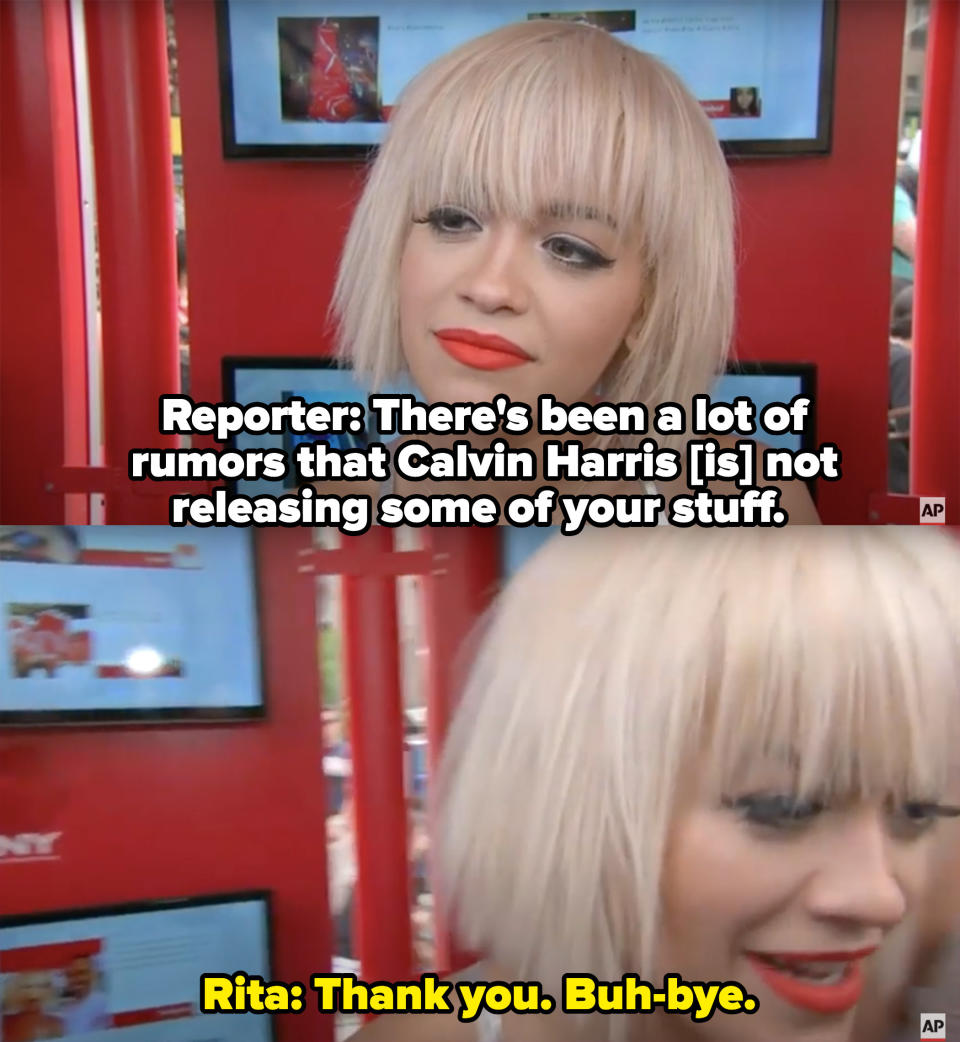 Rita Ora saying, "Thank you. Buh-bye."