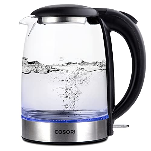 Cosori Original Electric Glass Kettle with Bonus Coasters, 1.7L