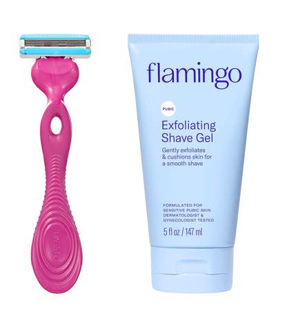 Schick Hydro Silk Ultimate Pubic Skin Protection Razor and Flamingo Pubic Exfoliating Shave Gel